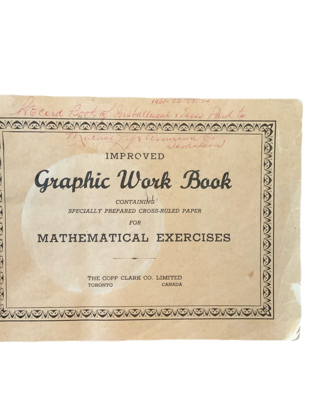 Vintage The Copp Clark Co. Improved Graphic Work Book - Cream